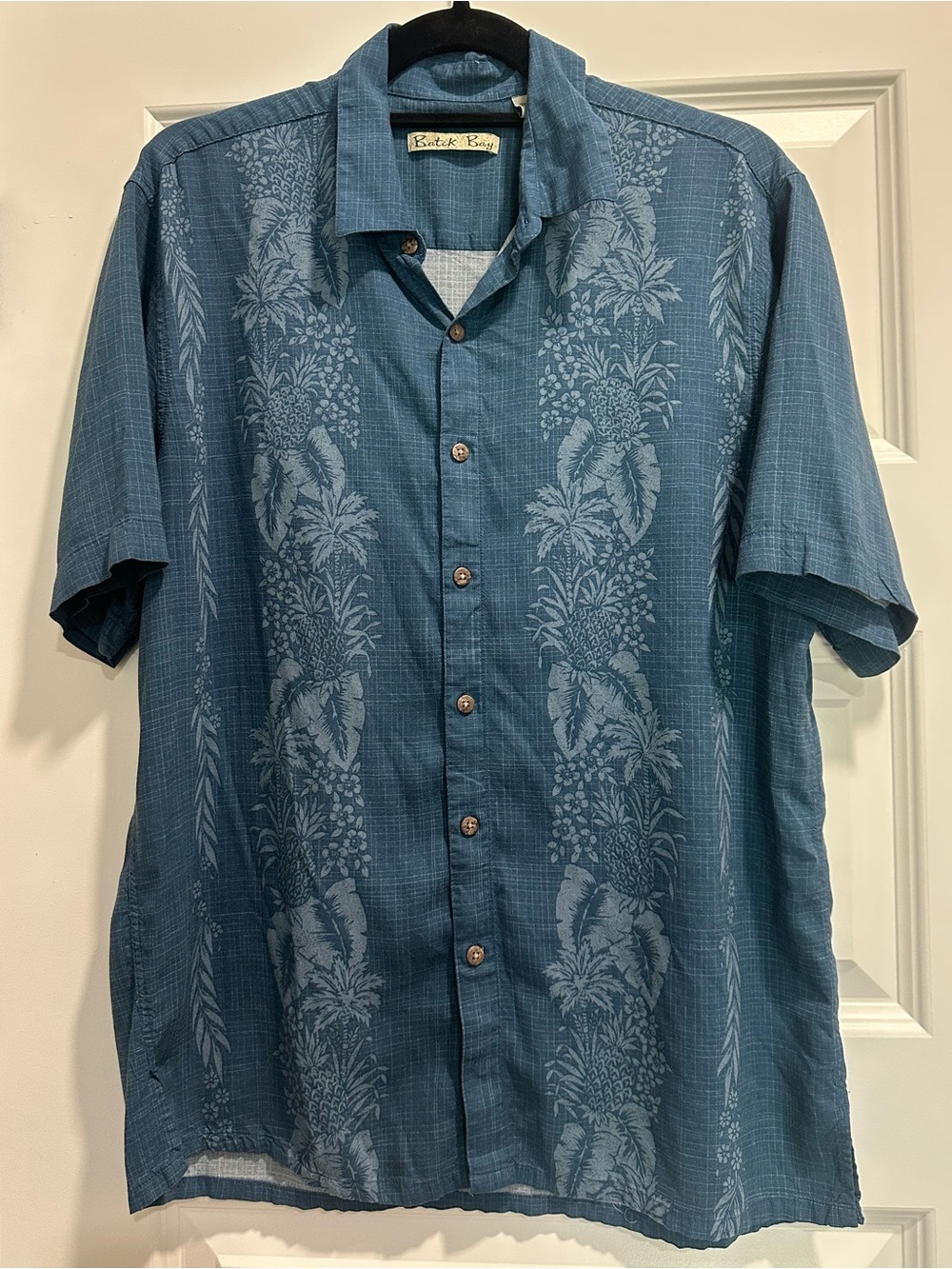 Blue Short-Sleeve Casual Button-Down Shirt by Robert Barakett